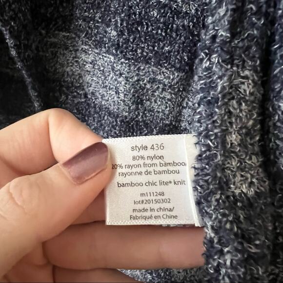 Barefoot Dreams CozyChic Lite Calypso Blue Striped Wrap Cardigan - Picture 7 of 7